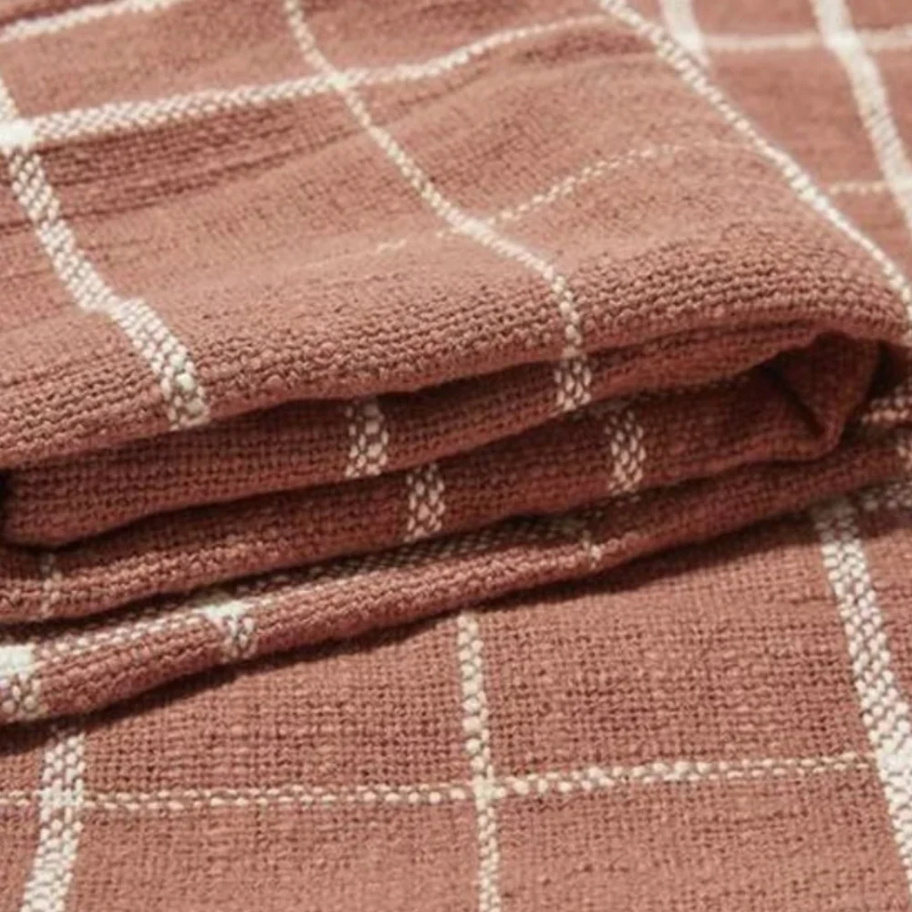 NWT Little Korboose Woven Throw Blanket 100% Cotton in Color Rust
